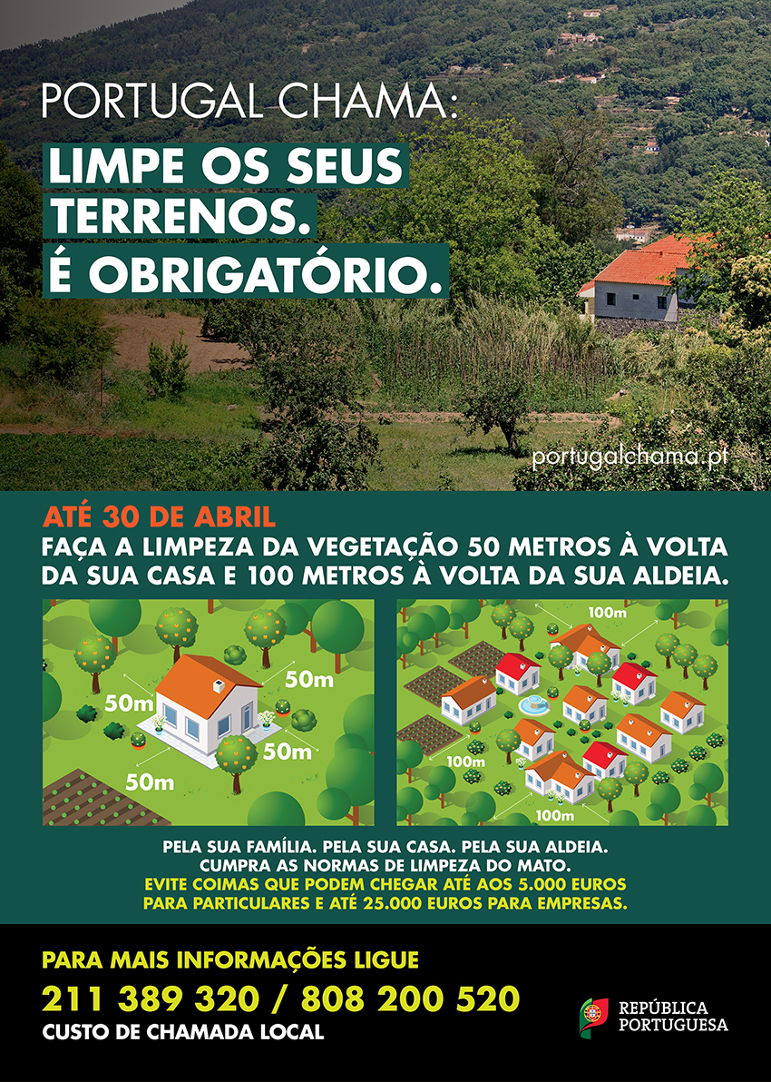 Imagem Portugal Chama - Limpe os seus terrenos até 30 de abril, é obrigatório!